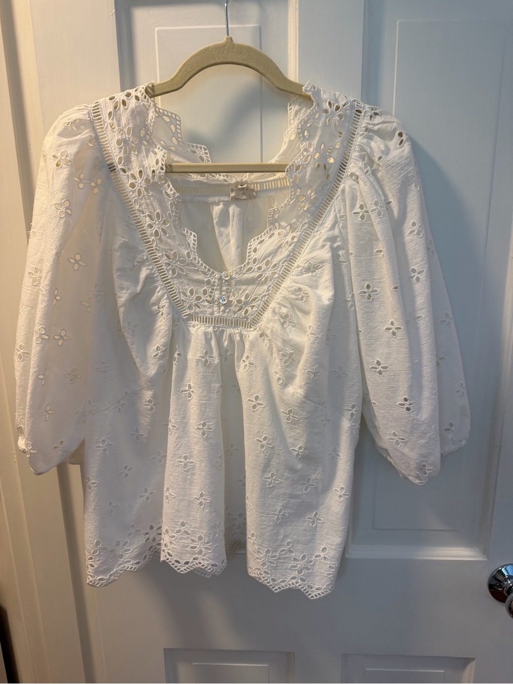 Marea by Liz Joy White Eyelet Cotton Top